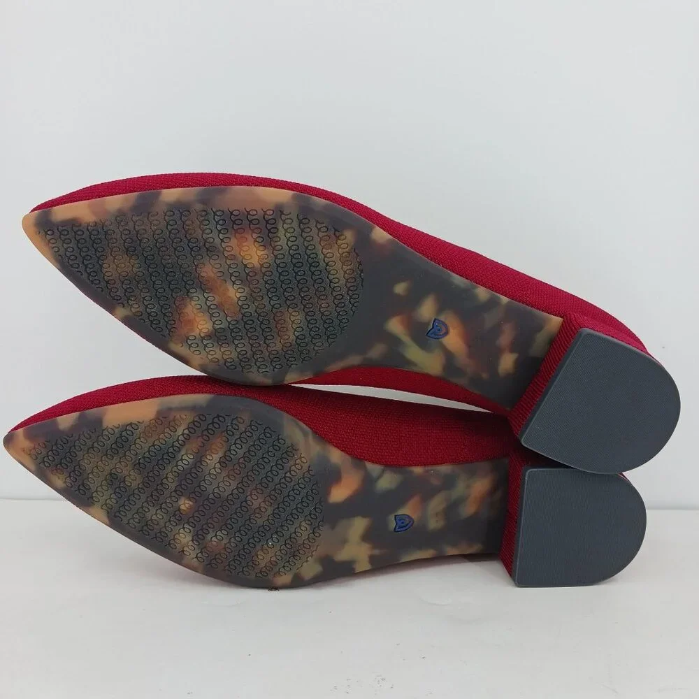 Rothys The High Point Comfort Heel Autumn Red US 13 Machine Washable Sustainable